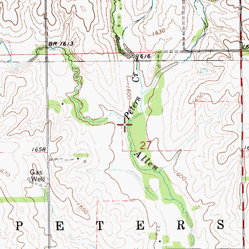 Topographic Map of Peters Creek, KS