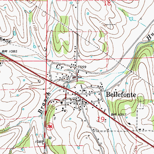 Topographic Map of Brush Creek, AR
