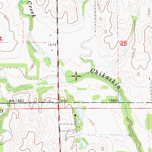 Topographic Map of Allen Creek, KS