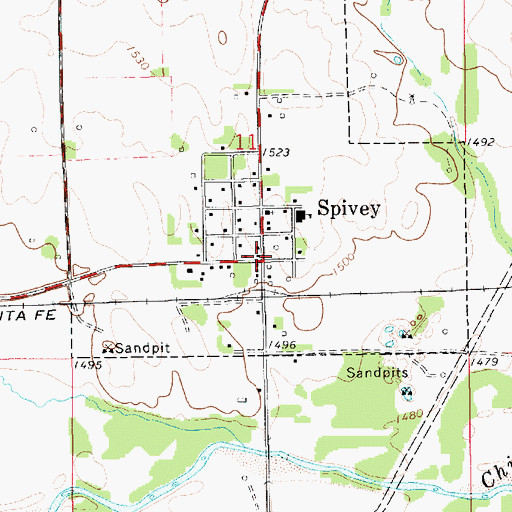 Topographic Map of Spivey, KS