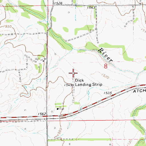Topographic Map of Dick Airport (historical), KS