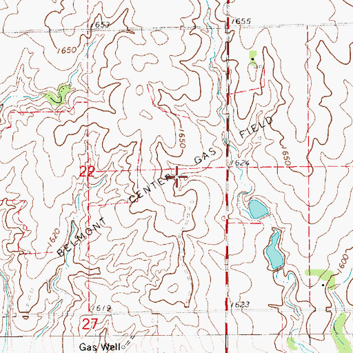 Topographic Map of Belmont Center Gas Field, KS