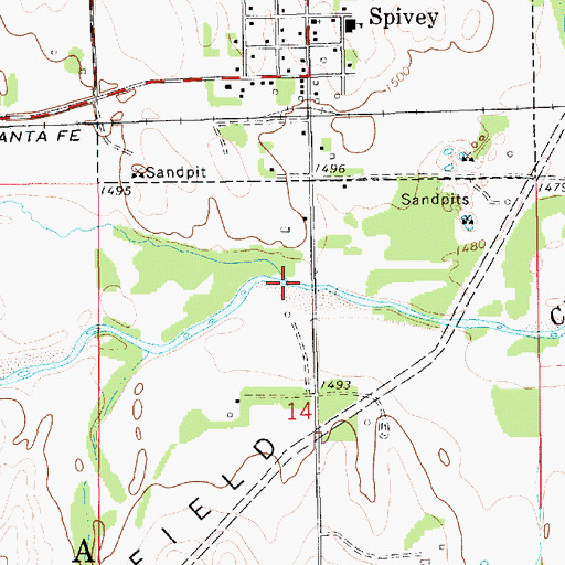 Topographic Map of Wild Horse Creek, KS