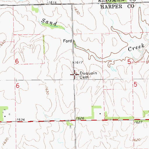 Topographic Map of Duquoin Cemetery, KS