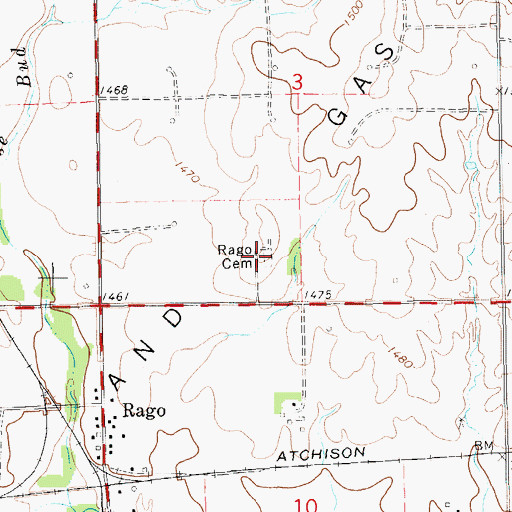 Topographic Map of Rago Cemetery, KS