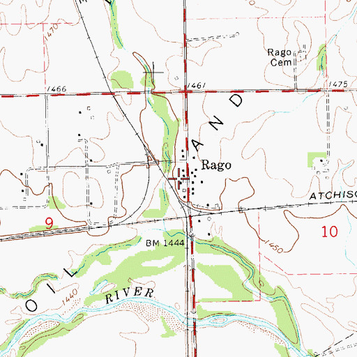 Topographic Map of Rago, KS