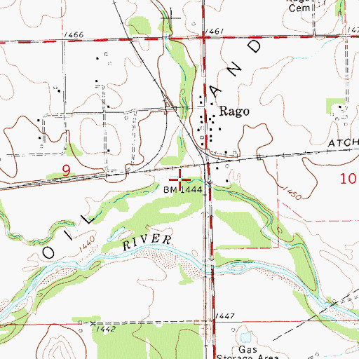 Topographic Map of Red Creek, KS