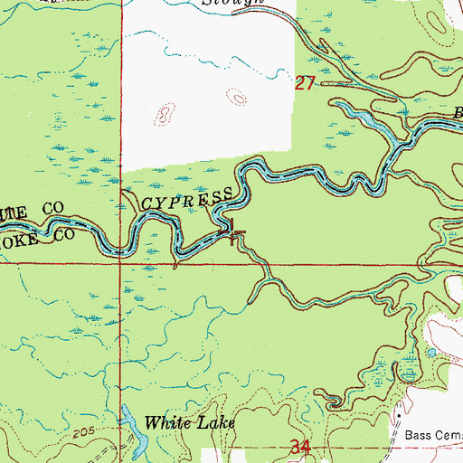 Topographic Map of Brush Creek, AR