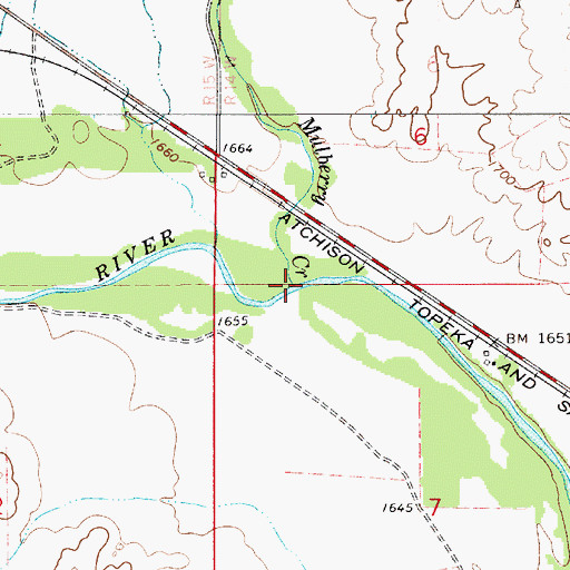 Topographic Map of Mulberry Creek, KS