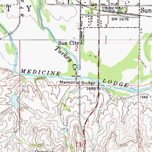 Topographic Map of Turkey Creek, KS