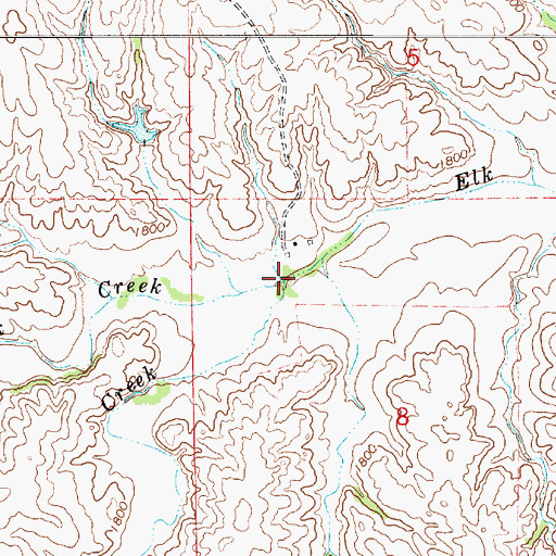 Topographic Map of South Elk Creek, KS