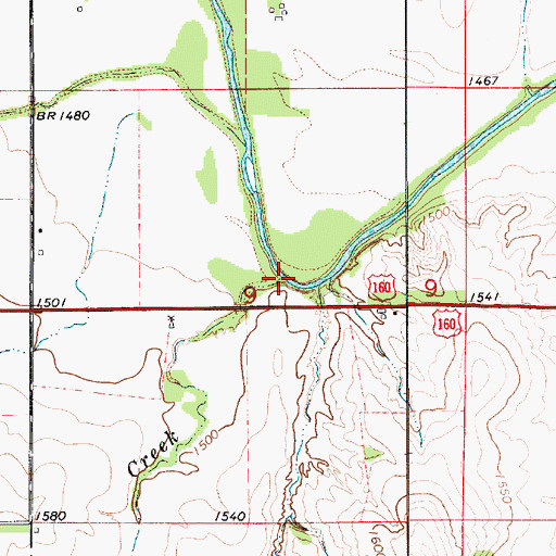 Topographic Map of Walnut Creek, KS