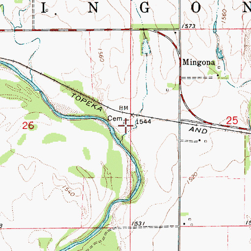 Topographic Map of Township of Mingona, KS