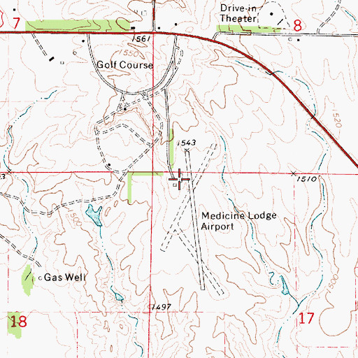 Topographic Map of Medicine Lodge Airport, KS