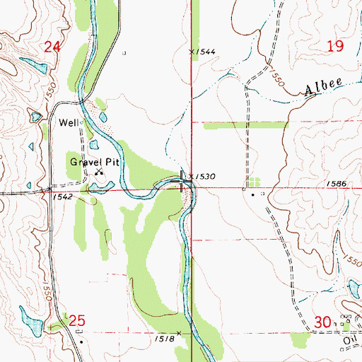 Topographic Map of Albee Creek, KS