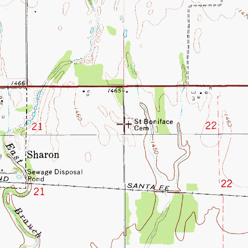 Topographic Map of Saint Boniface Cemetery, KS