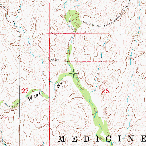 Topographic Map of West Branch Little Sandy Creek, KS