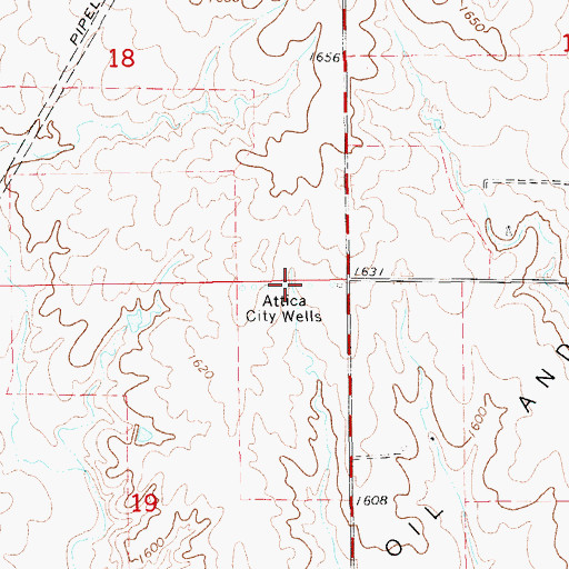 Topographic Map of Attica City Wells, KS