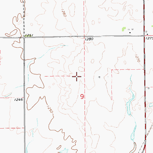 Topographic Map of Middle Branch Bluff Creek, KS