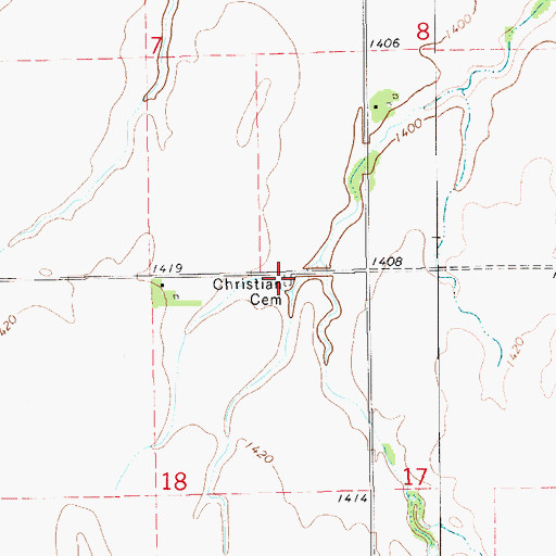 Topographic Map of Christian Cemetery, KS