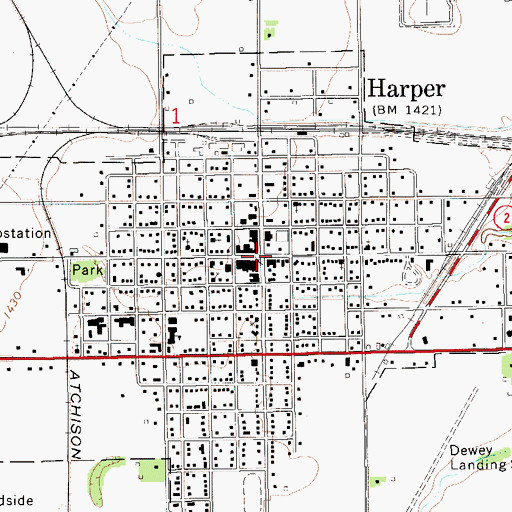 Topographic Map of Harper, KS