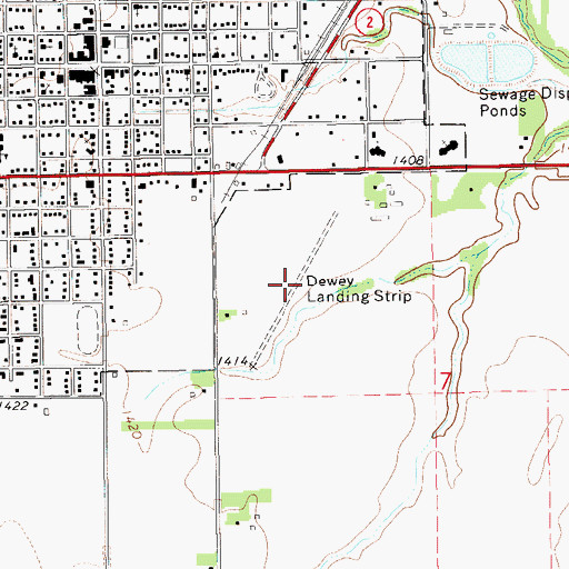 Topographic Map of Deweze Airport, KS