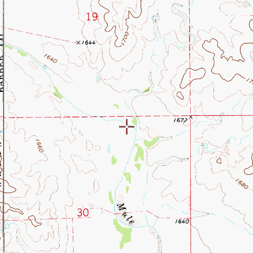 Topographic Map of Ash Creek, KS