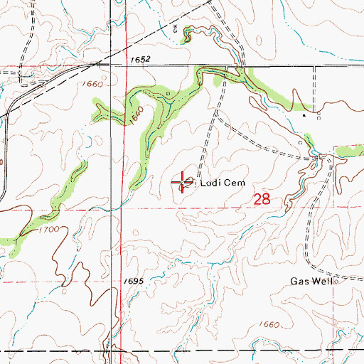 Topographic Map of Lodi Cemetery, KS