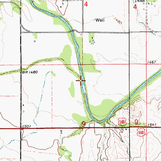 Topographic Map of Cedar Creek, KS