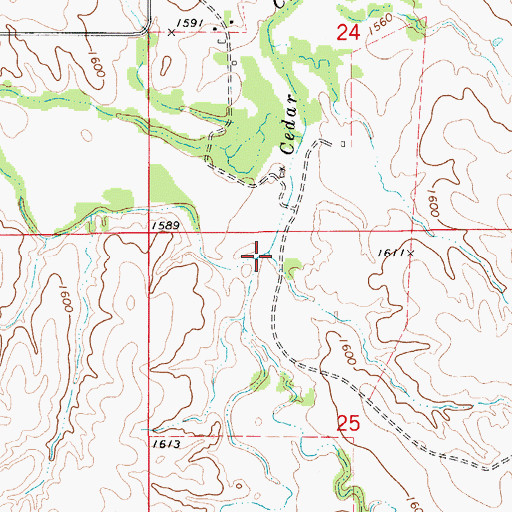Topographic Map of West Cedar Creek, KS