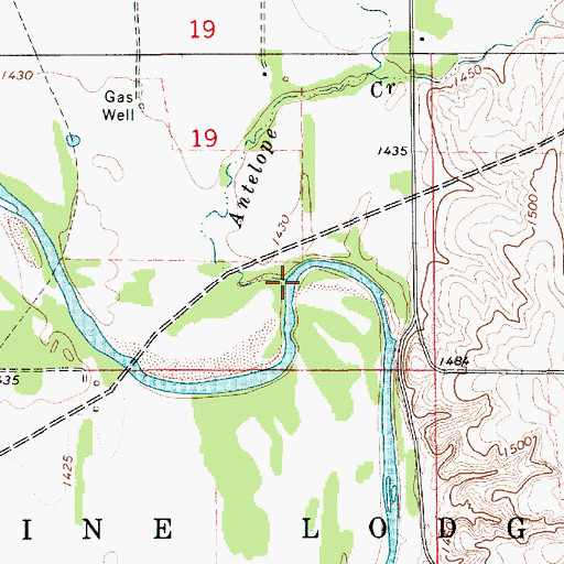 Topographic Map of Antelope Creek, KS