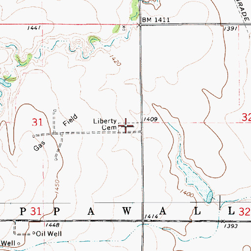 Topographic Map of Liberty Cemetery, KS