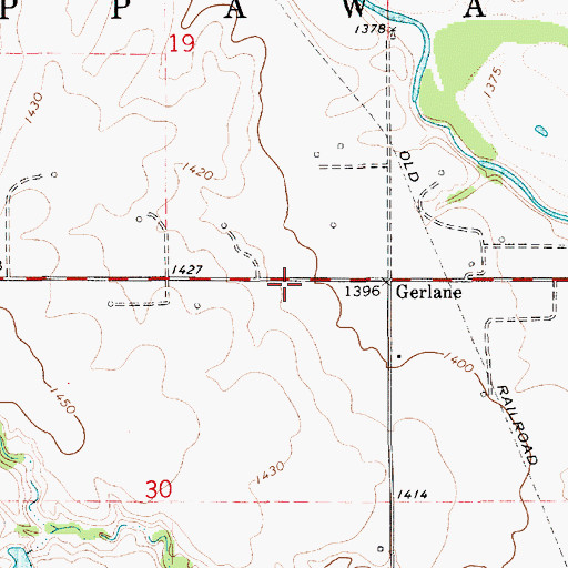 Topographic Map of Brush Creek, KS
