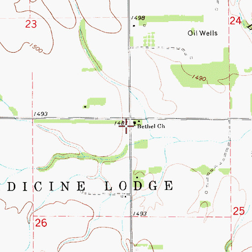 Topographic Map of Bethel Church, KS