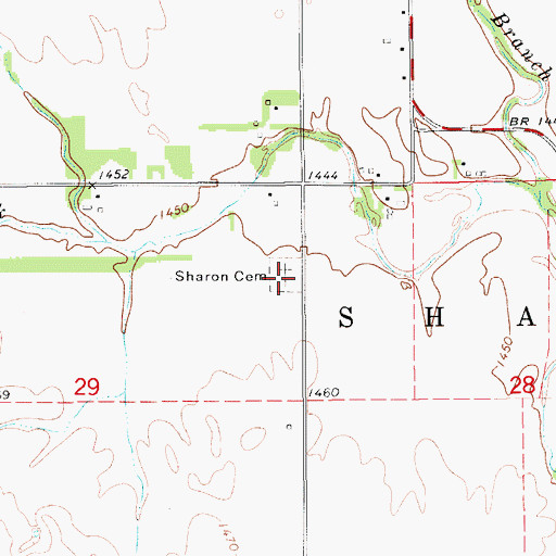 Topographic Map of Sharon Cemetery, KS