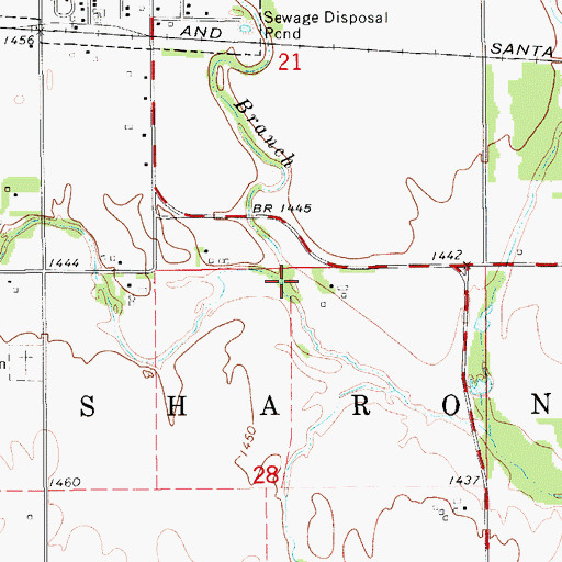 Topographic Map of East Branch Little Sandy Creek, KS