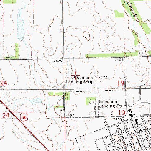 Topographic Map of Goemann Landing Strip (historical), KS