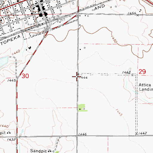 Topographic Map of Attica Landing Field (historical), KS