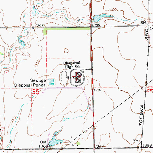 Topographic Map of Chaparral High School, KS