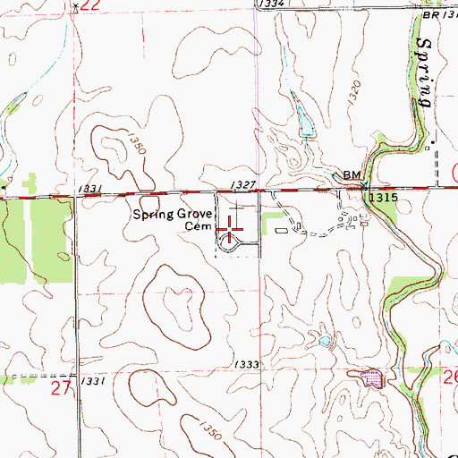 Topographic Map of Spring Grove Cemetery, KS