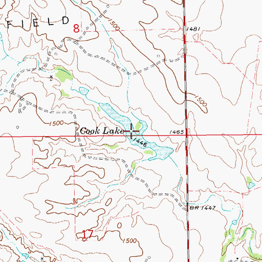 Topographic Map of Cook Lake, KS