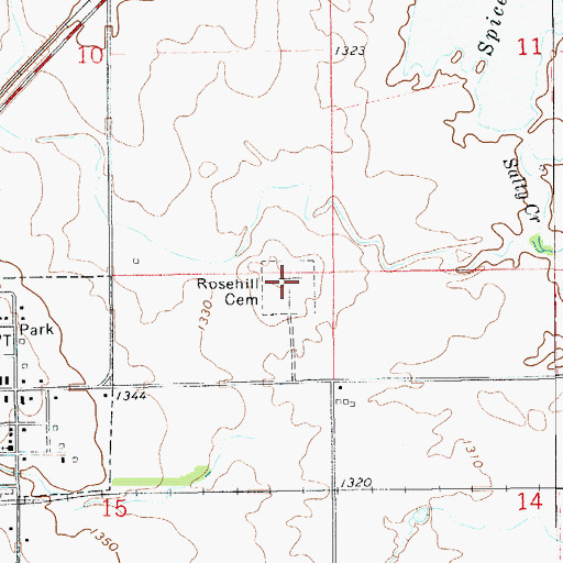 Topographic Map of Rosehill Cemetery, KS