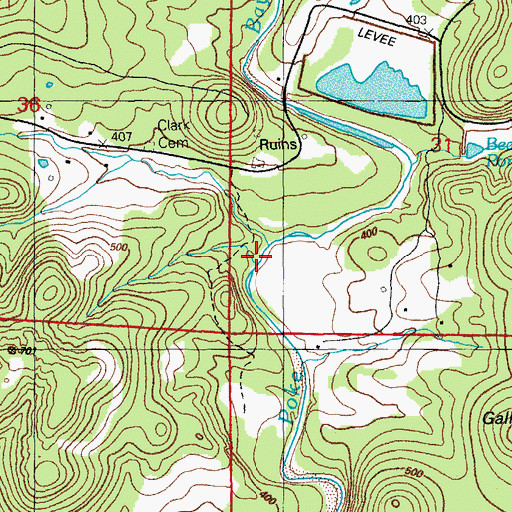 Topographic Map of Brushy Branch, AR