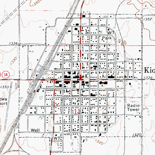 Topographic Map of Kiowa, KS