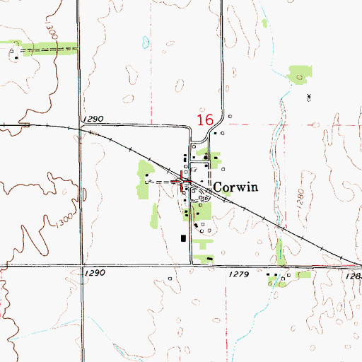 Topographic Map of Corwin, KS