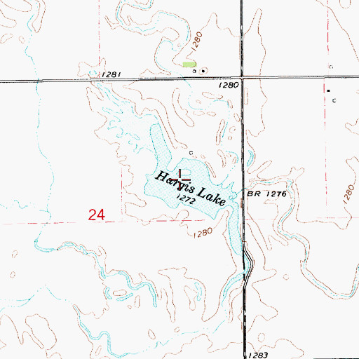 Topographic Map of Harqis Lake, KS