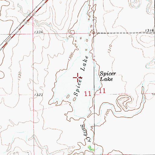 Topographic Map of Spicer Lake, KS