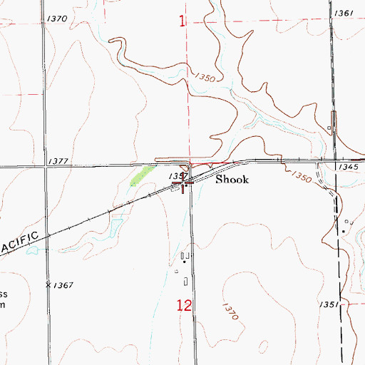 Topographic Map of Shook, KS