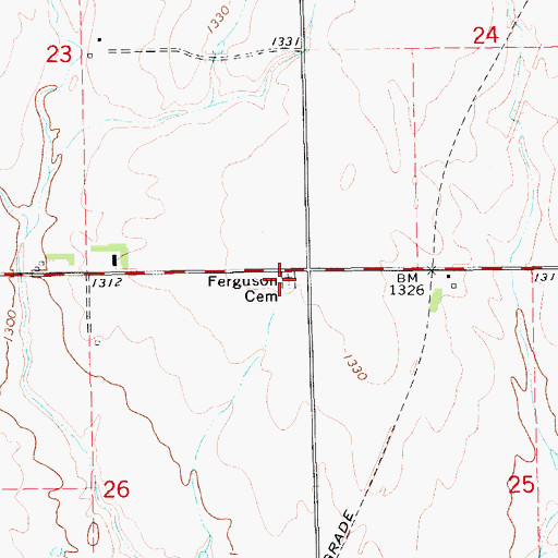 Topographic Map of Ferguson Cemetery, KS
