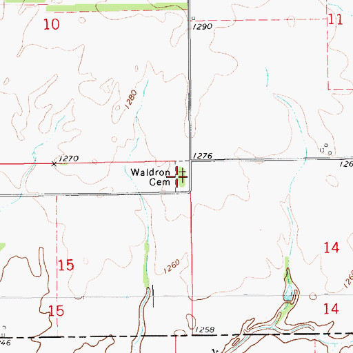 Topographic Map of Waldron Cemetery, KS